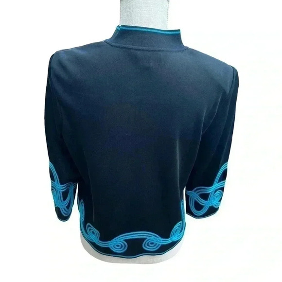 MING WANG WOMEN’S BLACK AND GREEN LUXURY SWEATER•SIZE M•GREAT QUALITY• - Picture 2 of 12